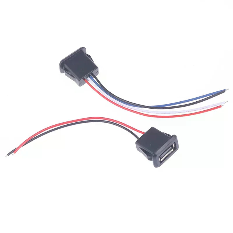 USB 2.0 Female Charging Port Connector with Cable Socket