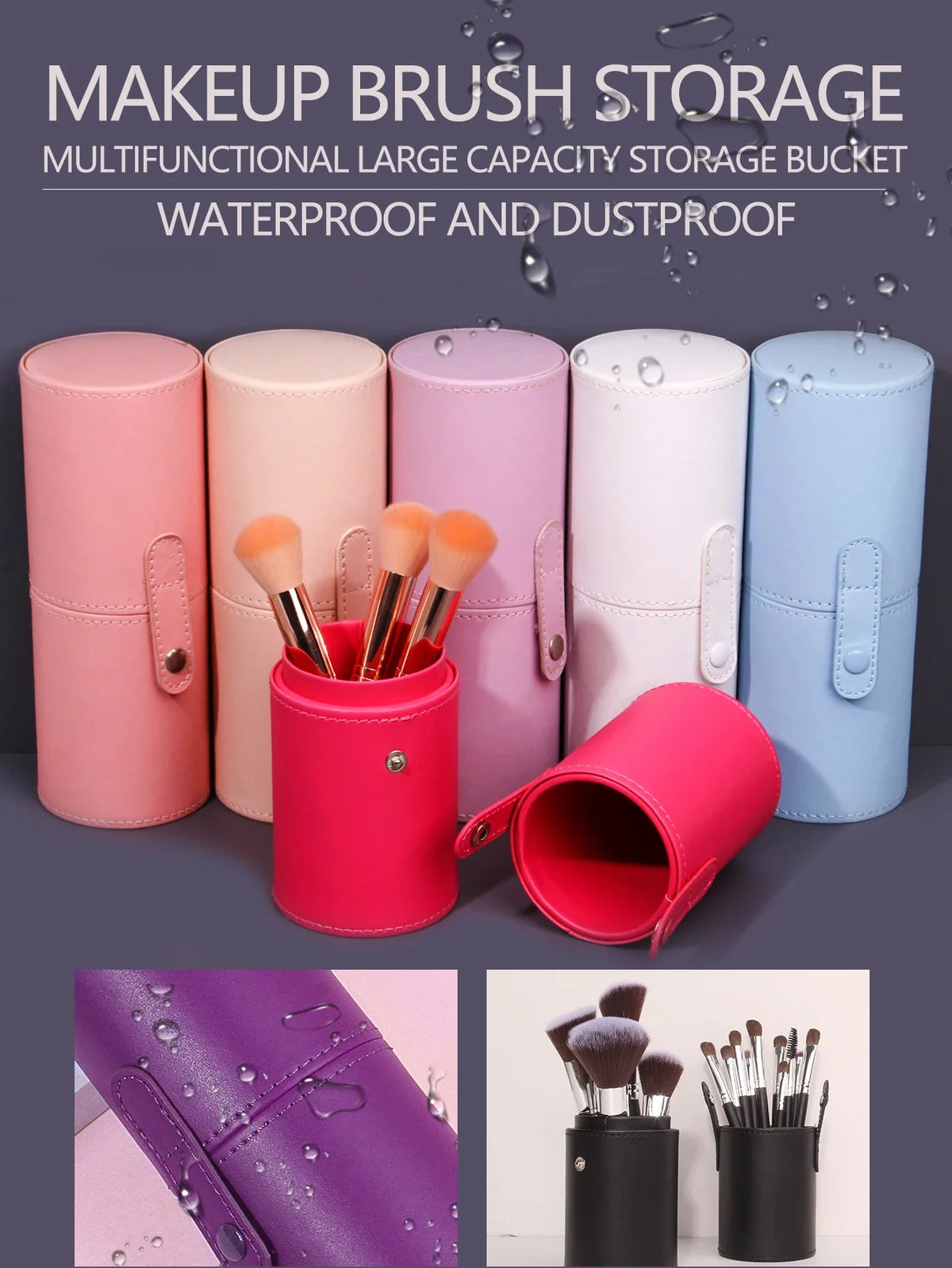 Portable Dustproof Makeup Brush Holder with Lid – Multi-Color