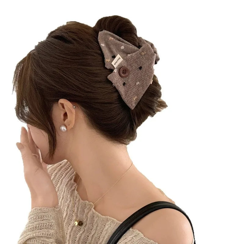 Large Fabric Button Triangle Hair Claw Clip – Women's Updo