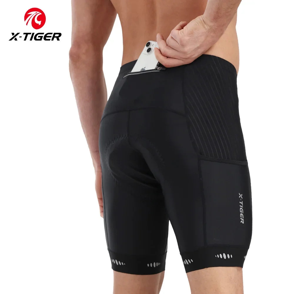 X-TIGER Men's 5D Gel Padded Cycling Shorts | Reflective MTB