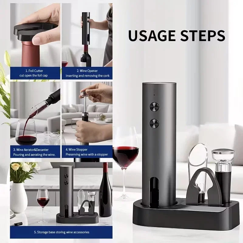 CLITON Electric Wine Opener – Automatic Corkscrew & Aerator Set