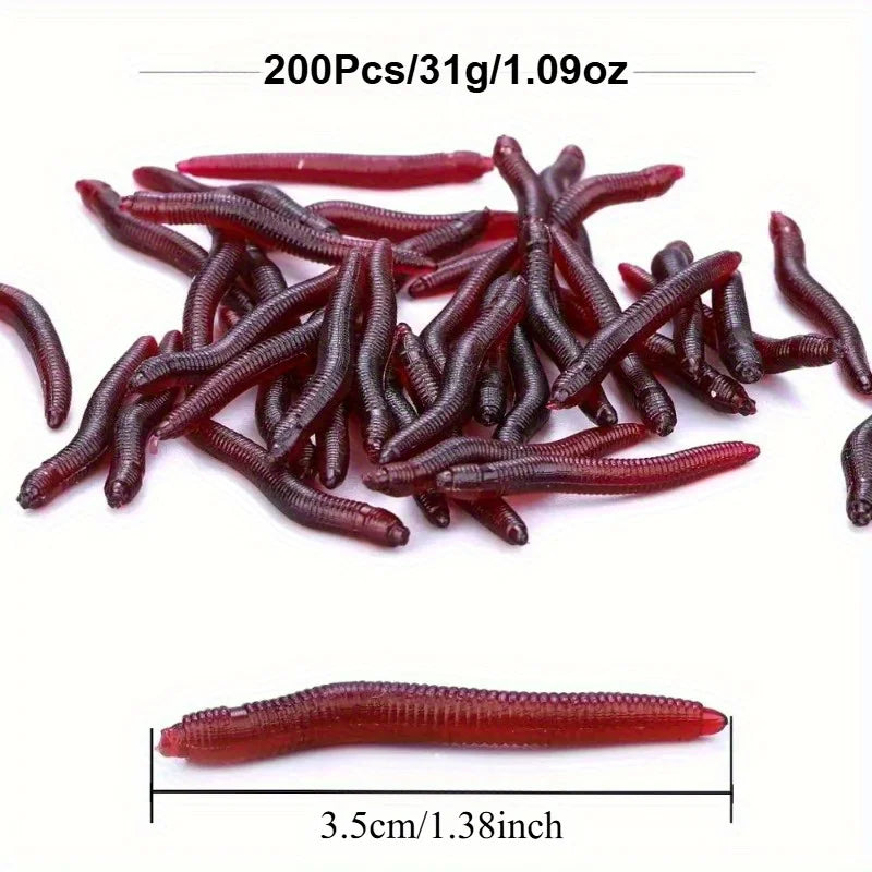 50pcs Silicone Worm Soft Fishing Bait 3.5cm Scented Lures