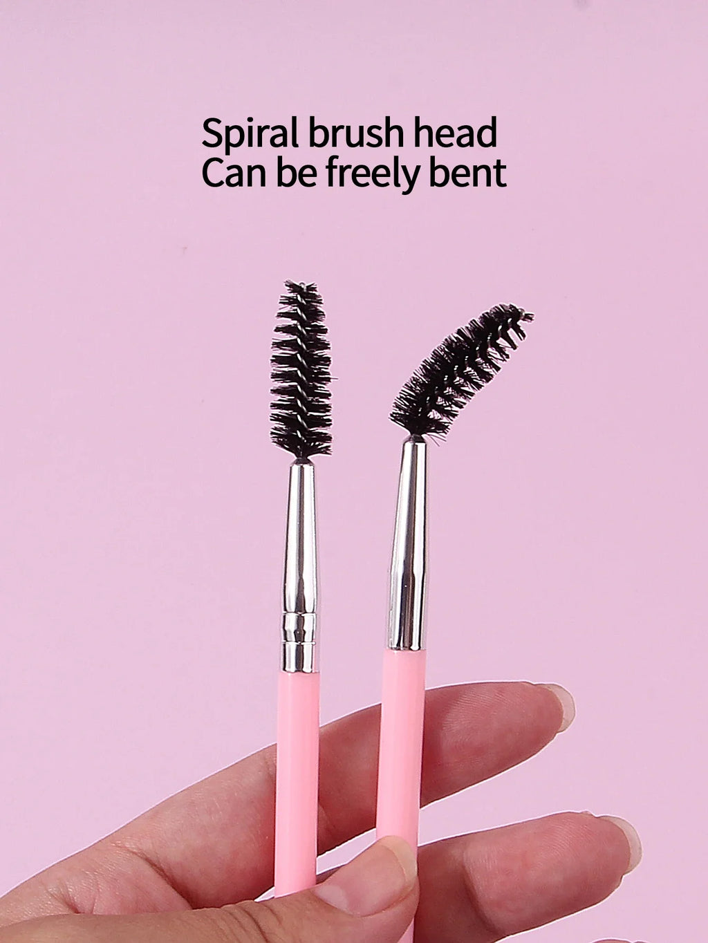 5PCS Pink Double-Ended Mascara & Eyebrow Brush Set