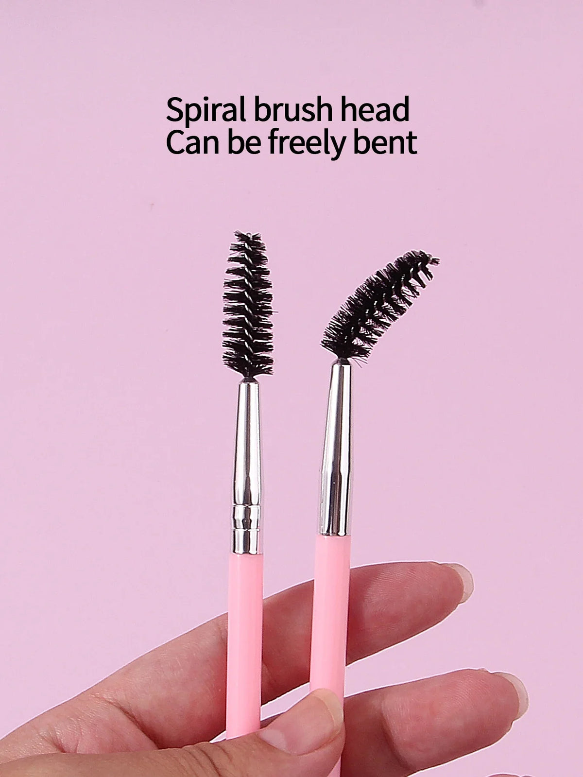 5PCS Pink Double-Ended Mascara & Eyebrow Brush Set