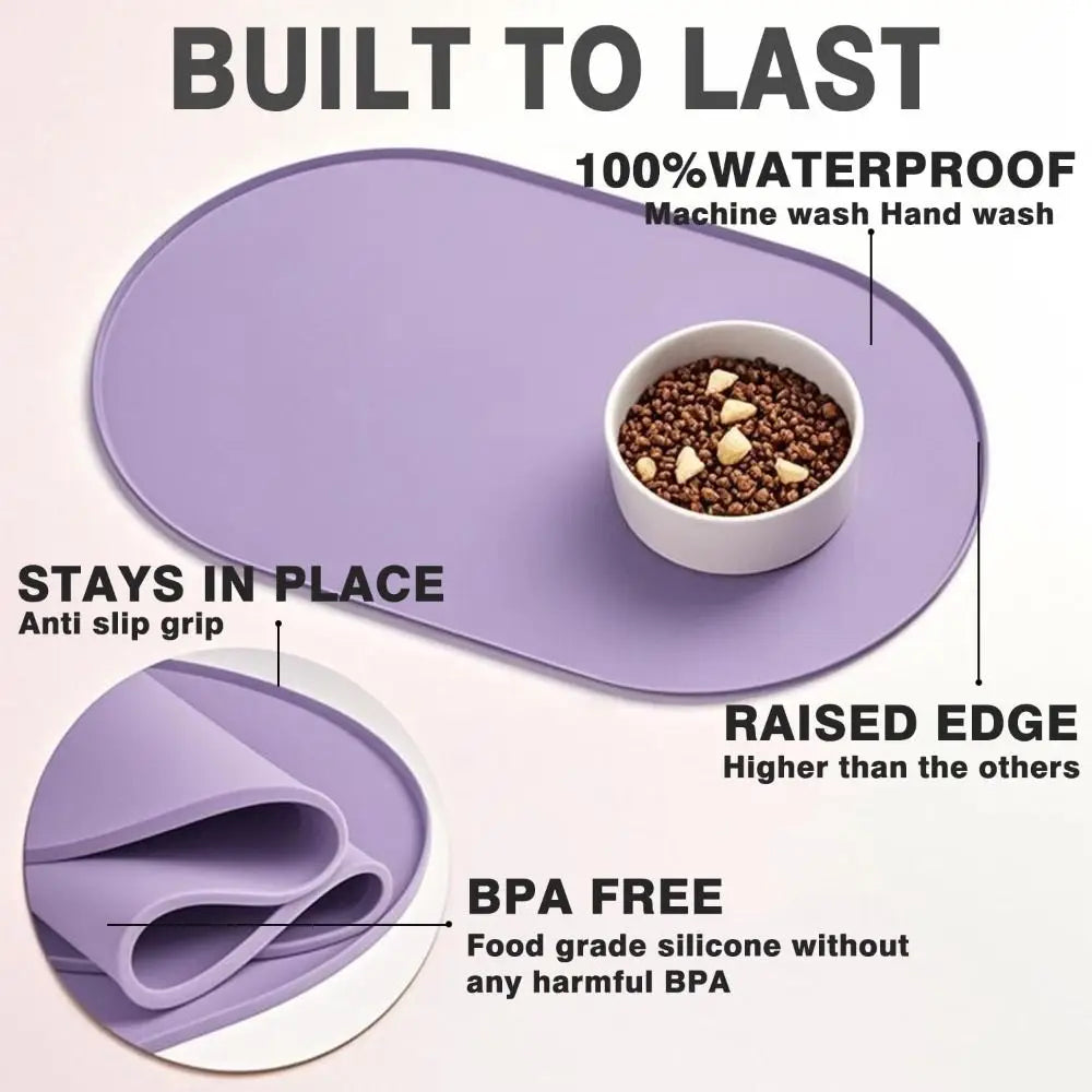 Silicone Pet Food Mat – Waterproof, BPA-Free, Raised Edges