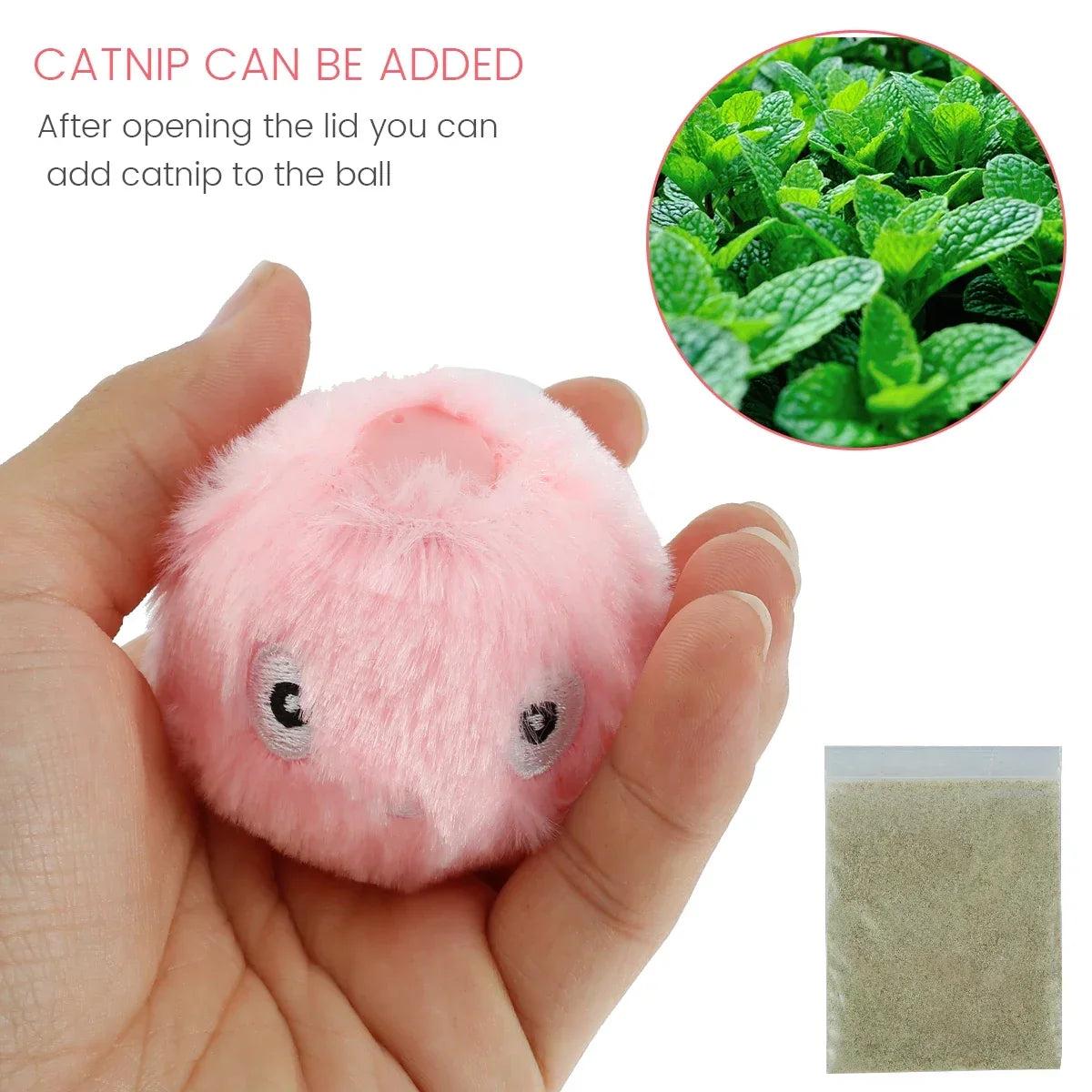 3-Pack Cat Interactive Squeaky Plush Ball Toys | Electric Moving