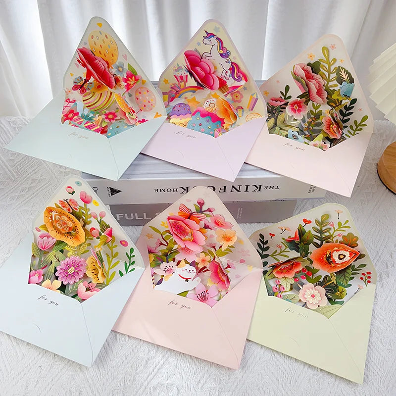 3D Pop-Up Flower Greeting Card Set – Birthday, Wedding & Holiday