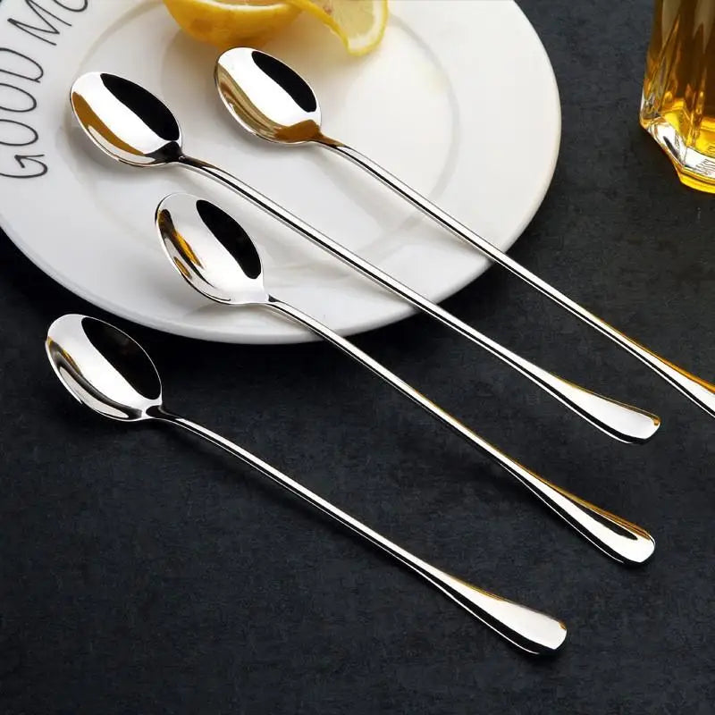 Stainless Steel Long Handle Spoons for Coffee & Ice Cream