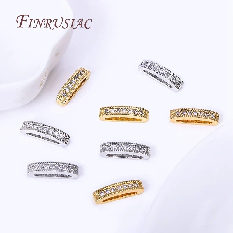 18K Gold Plated Oval Bead Spacers with Zircon | 2 & 3 Hole