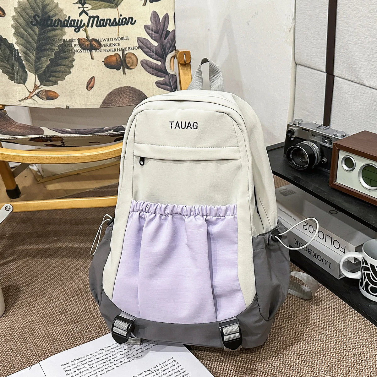 Nixie Color-Block Nylon Backpack | Travel & College Bag