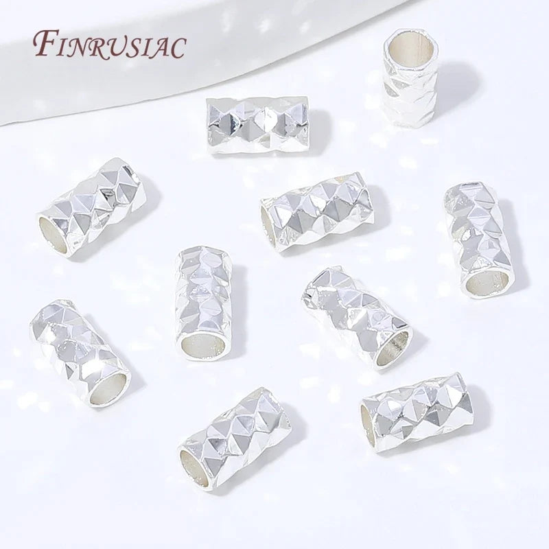 50Pcs Rhodium Plated Tube Spacer Beads | DIY Jewelry Making