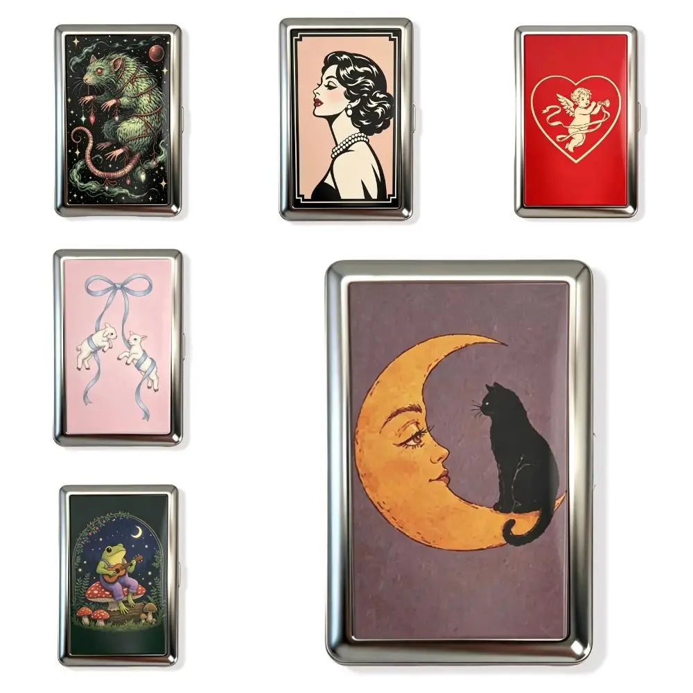 Vintage Metal Flip Card Case – Retro Compact Card Holder