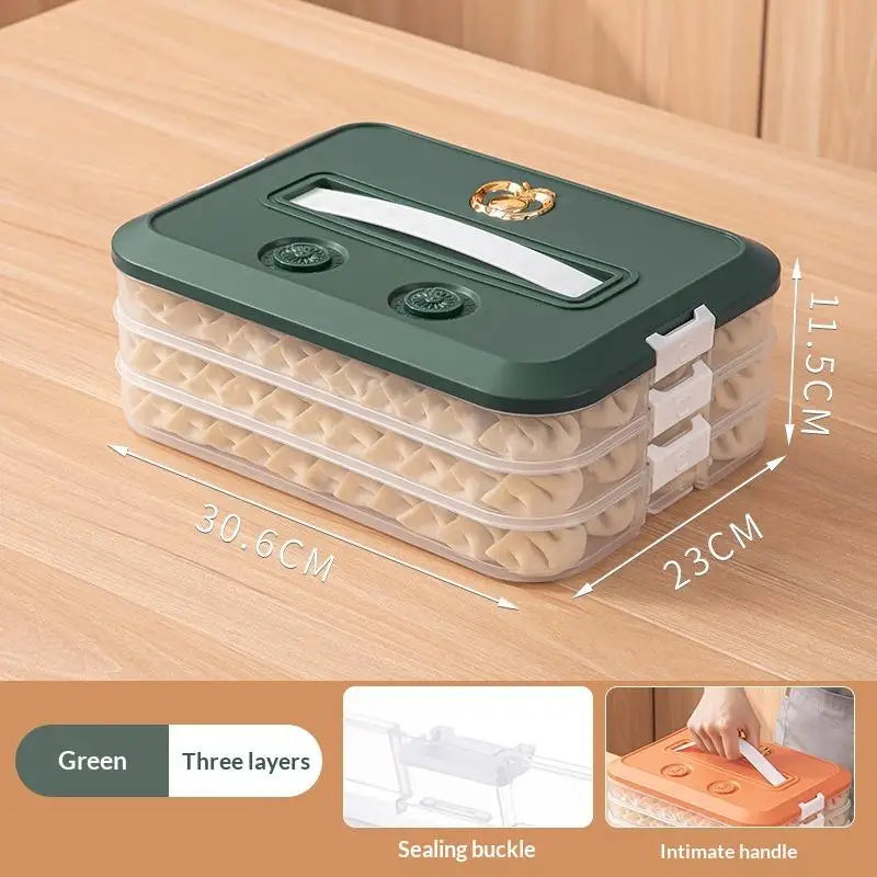 Stackable Dumpling Storage Containers with Airtight Lids 1-4 Layers