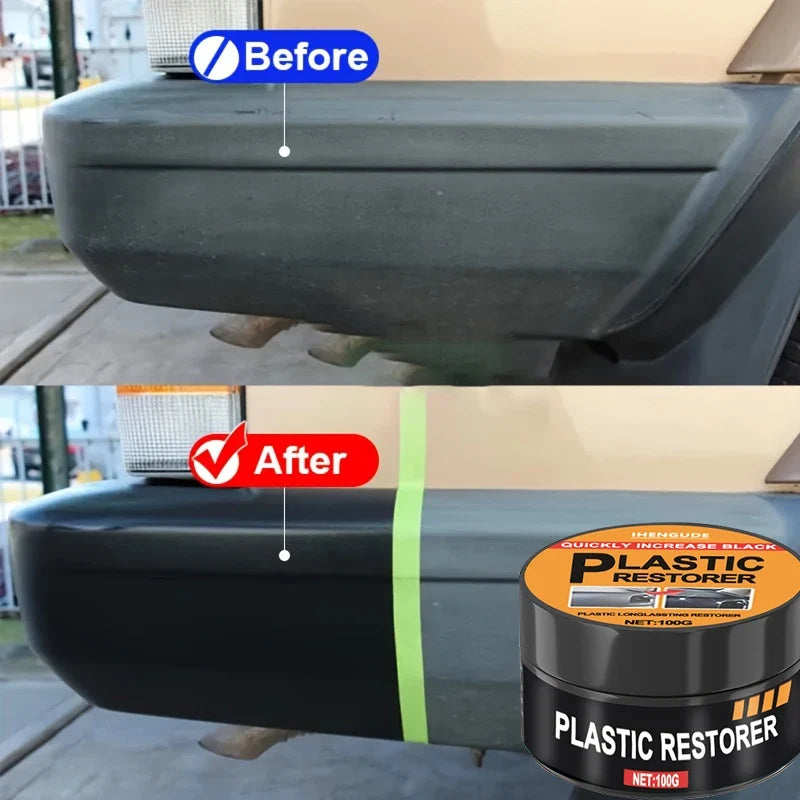Car Plastic Restorer & Interior Wax Polish – Restores Black Shine