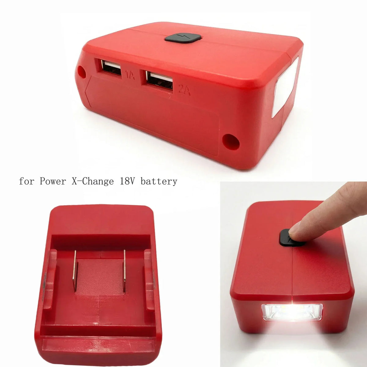 LED Work Light Adapter for Power X Change 18V Battery | USB & 12V