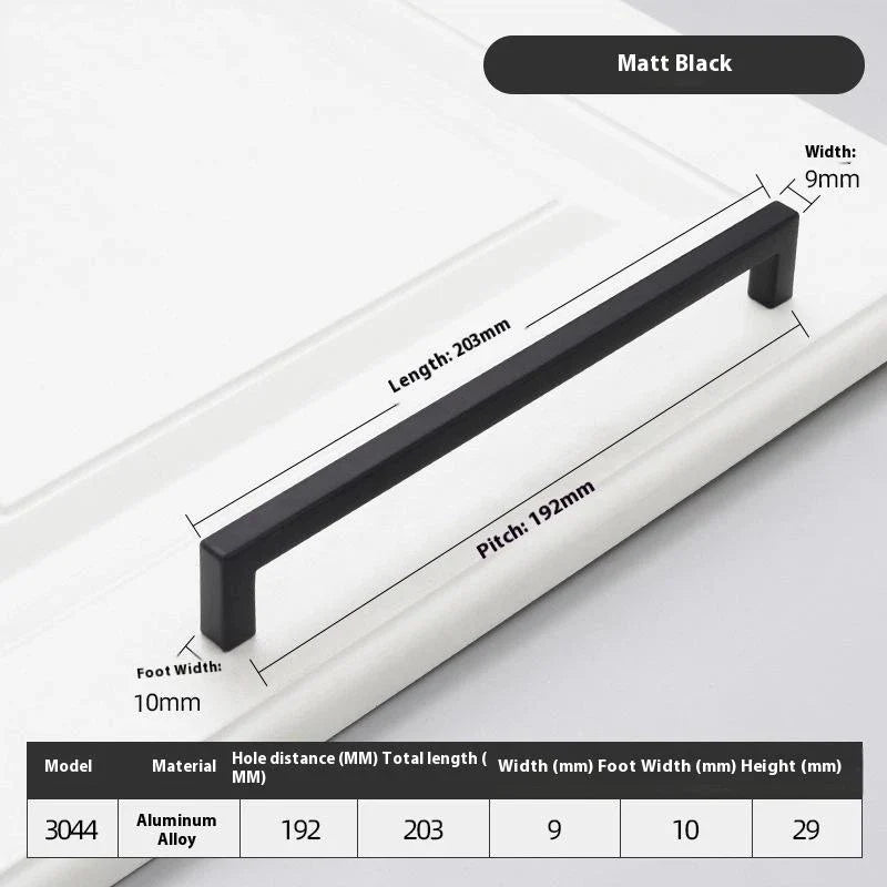 Black Square Cabinet Handles Aluminium Drawer Pulls 10–33CM