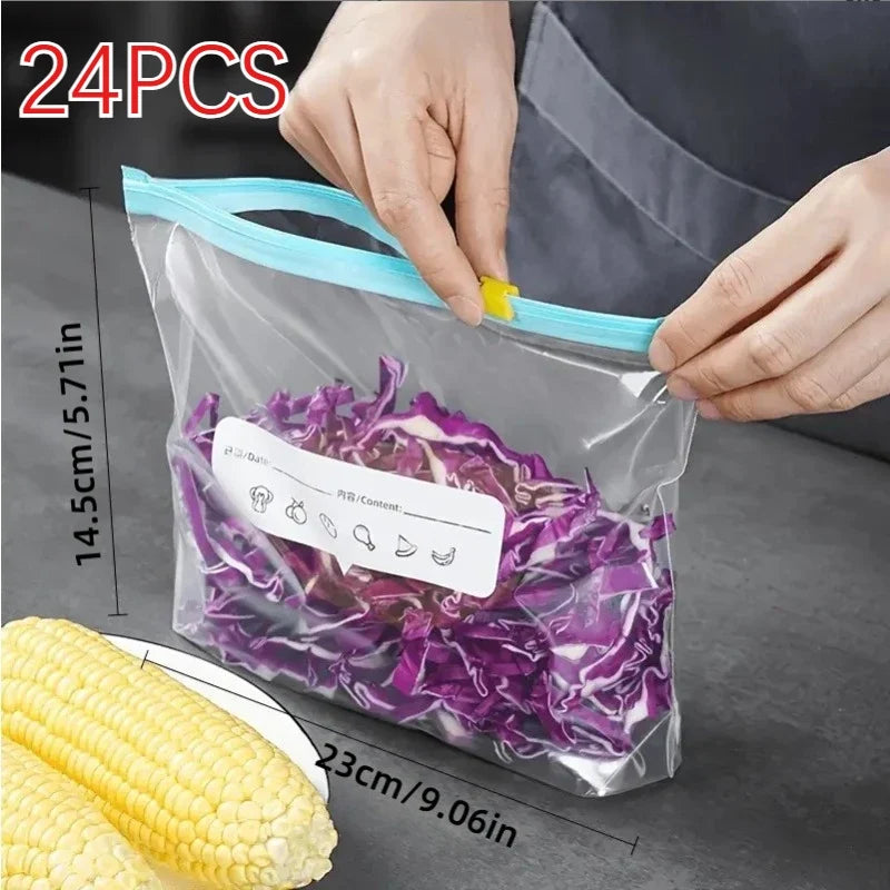 24pcs Reusable Large Food Storage Bags – Freezer & Kitchen