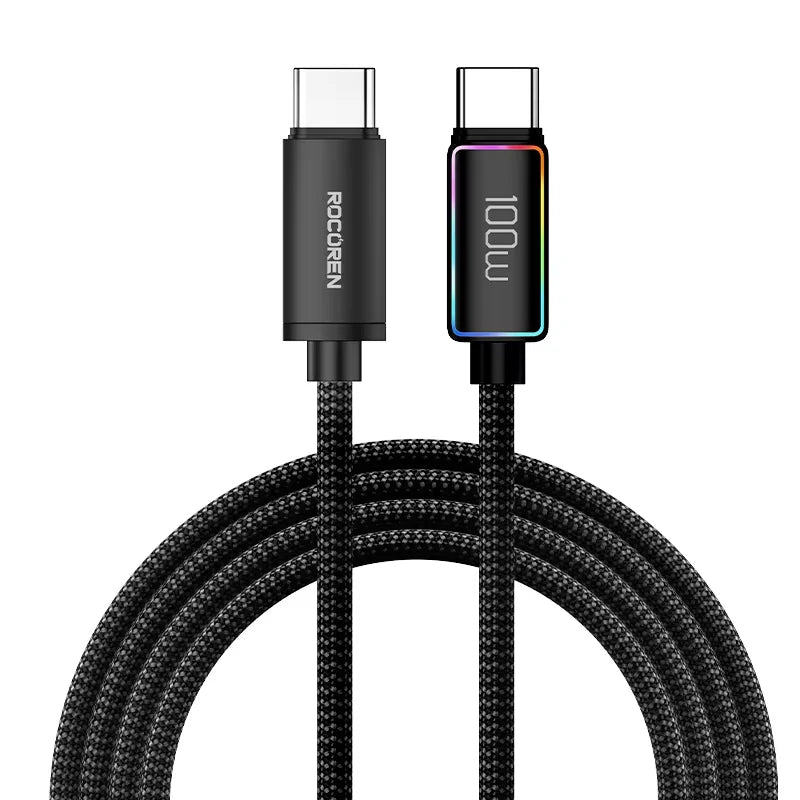 Rocoren 240W USB-C Cable RGB PD 3.1 QC 3.0 Fast Charging Cord