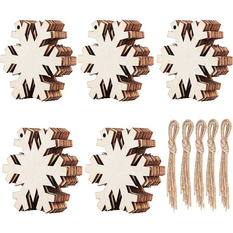 10-Pack Paintable Wooden Christmas Ornaments – DIY Wood Slices