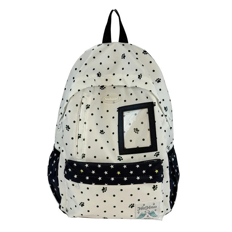 Star Polka Dot Ita Backpack – Large Capacity School Bookbag