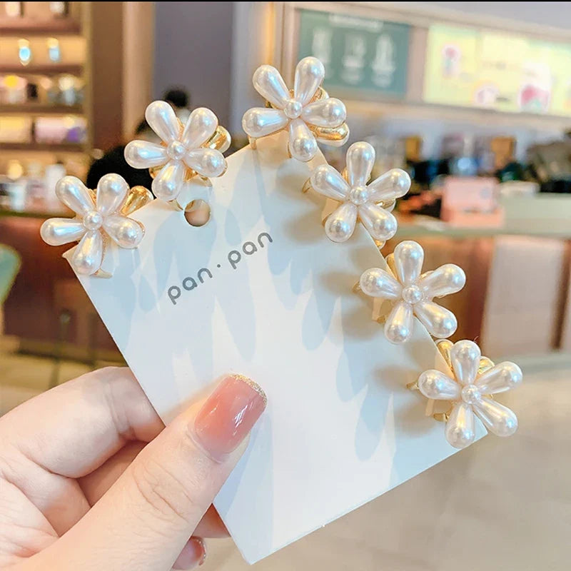 Pearl Camellia Hair Clip Set – Korean Floral Barrettes for Women