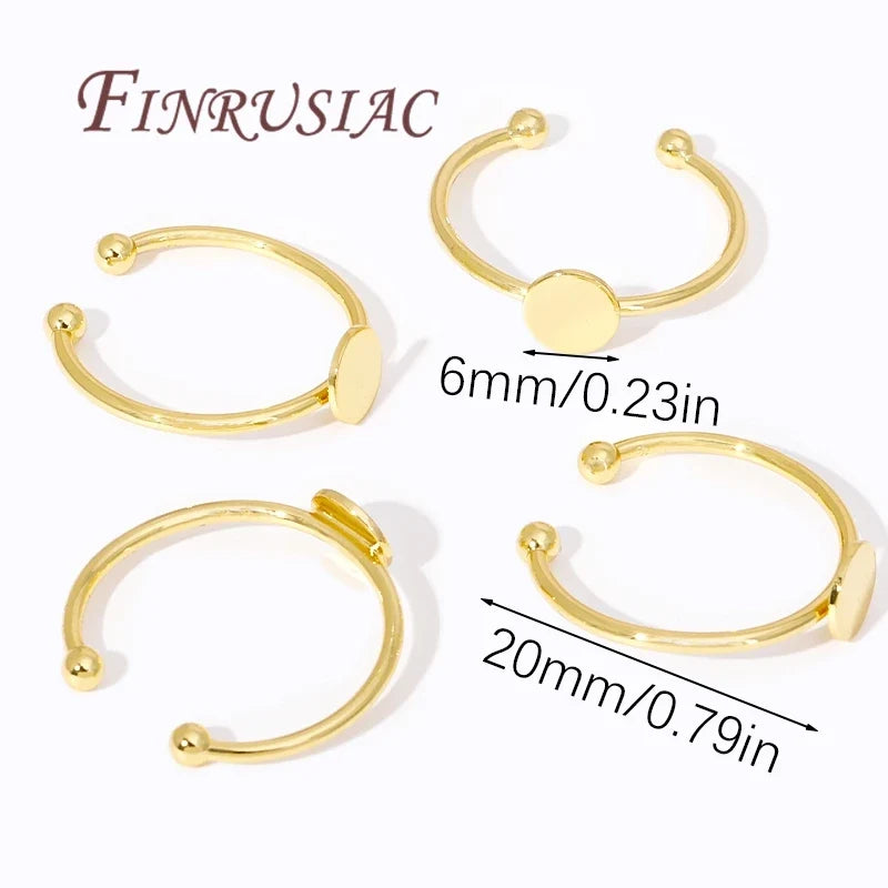 18K Gold Plated Adjustable Ring Blank Bezel – DIY Jewelry