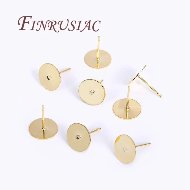 50Pcs 18K Gold Plated Blank Stud Earring Bases – DIY Jewelry