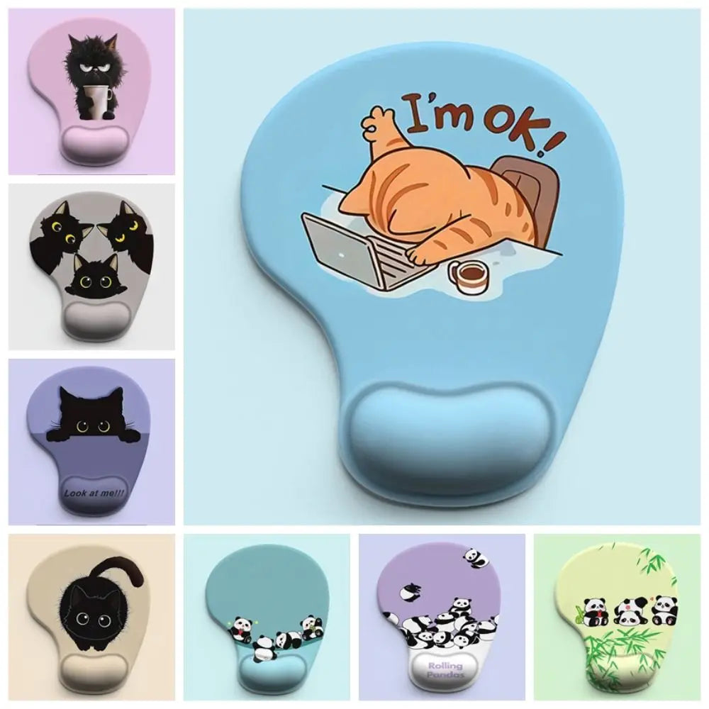Cartoon Animal Mouse Pad with Ergonomic Silicone Wrist Rest