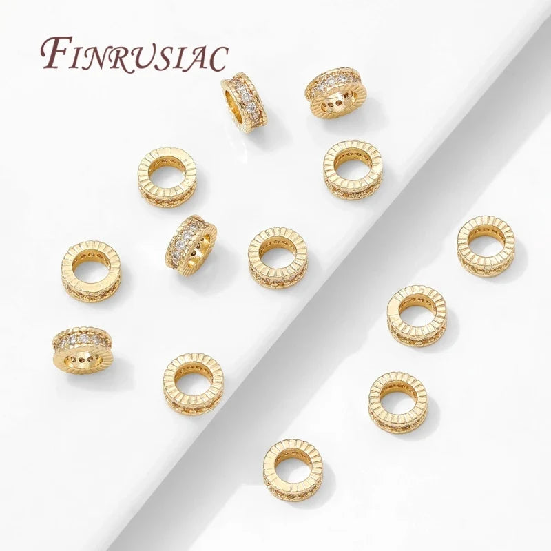 18K Gold Plated Zircon Round Spacer Beads 4mm 6mm 8mm – DIY
