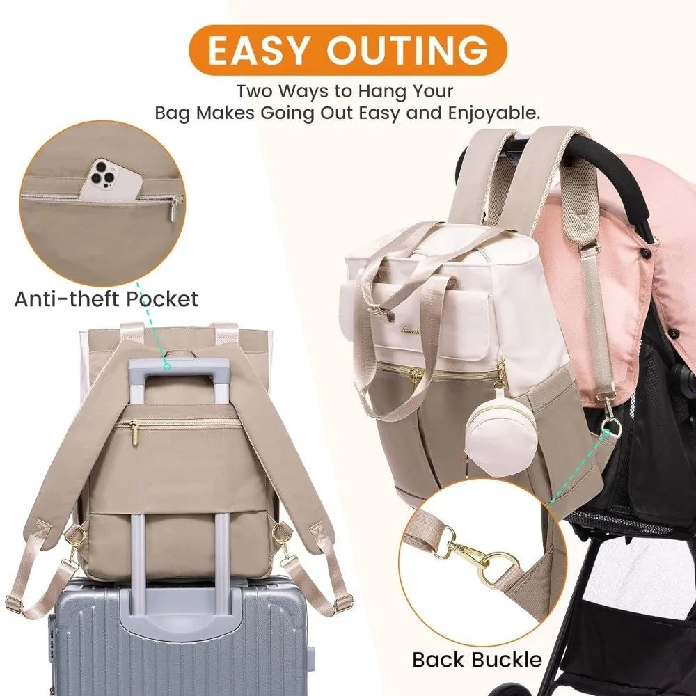 3-in-1 Waterproof Diaper Bag Backpack | Insulated Pockets
