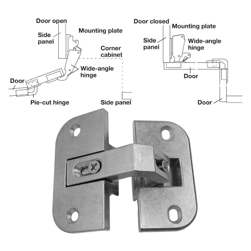 Zinc Alloy Pie Cut Corner Hinge – Soft Close Cabinet Hinge