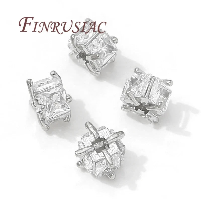 18K Gold Plated Brass Zircon Spacer Beads for Jewelry Making