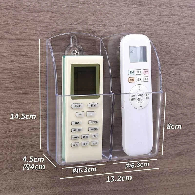 Acrylic Wall Mount Remote Control & Phone Holder Storage Box