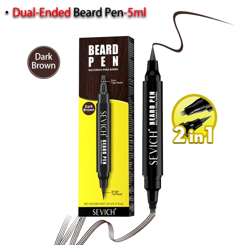 Sevich Waterproof Beard Filler Pen – Dual-Tip | Black & Brown