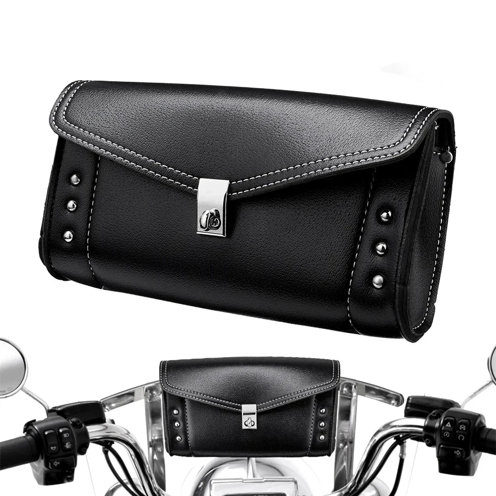 Motorcycle Windshield Bag Studded PU Leather – Road King Fit