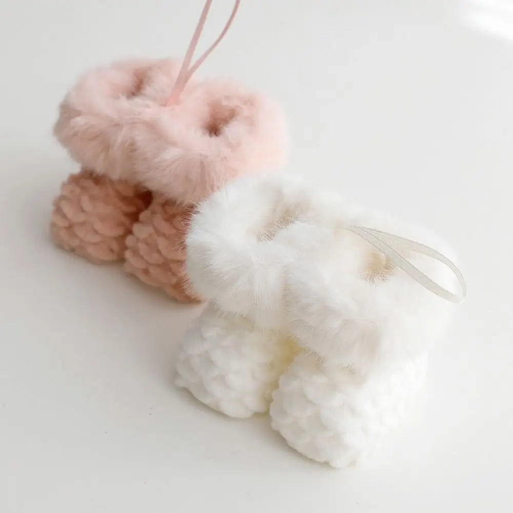 Knitted Plush Christmas Boot Ornaments – Mini Cozy Shoe Pendants