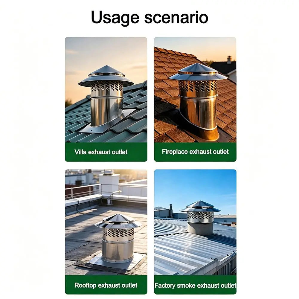 Stainless Steel Chimney Cap Rainproof Cover 80–200mm