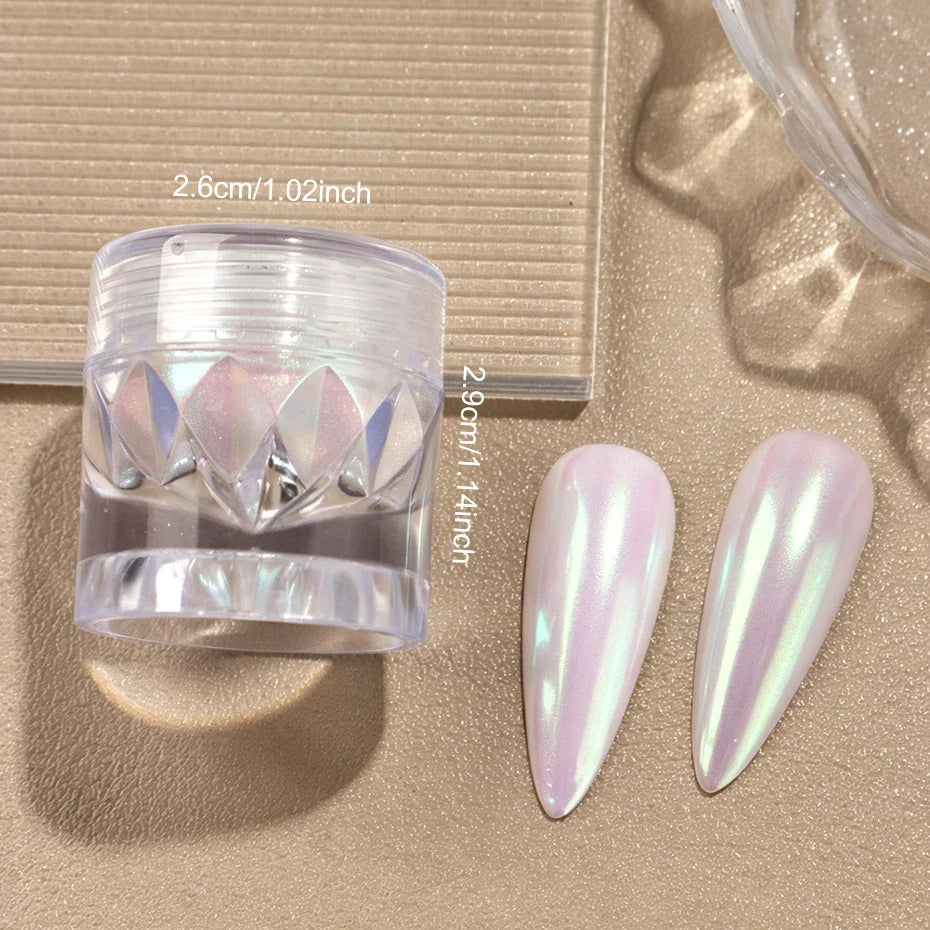Aurora Chrome Nail Powder – Iridescent Mirror Glitter Pigment