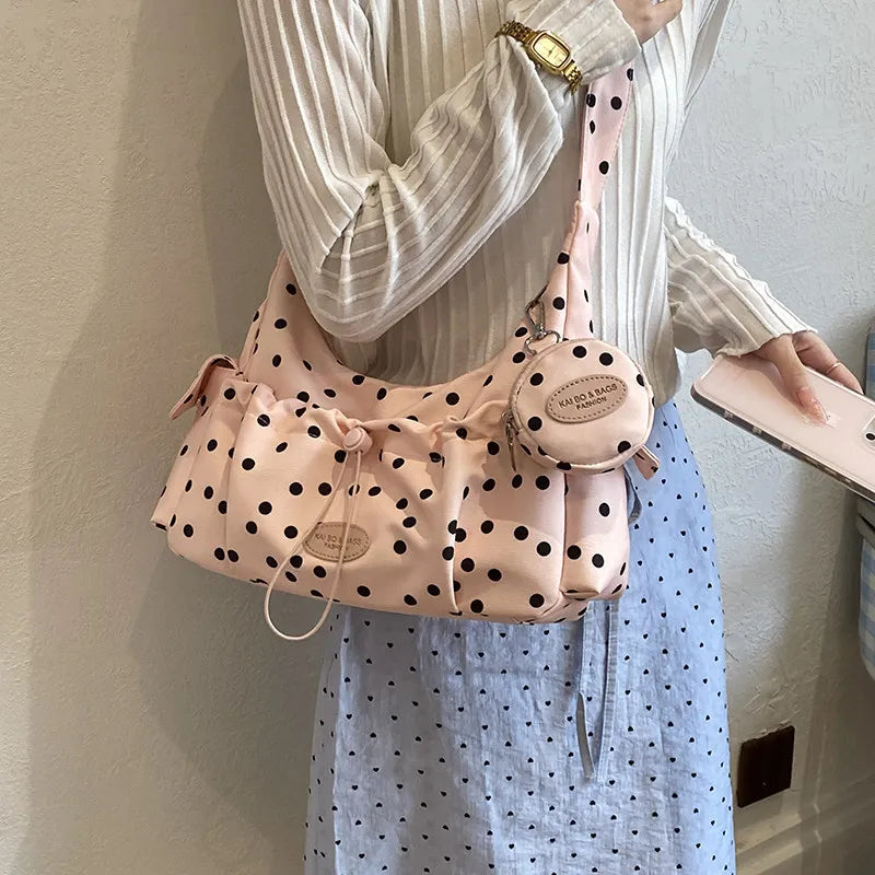 Korean Polka Dot Crossbody Shoulder Bag for Women | Satchel