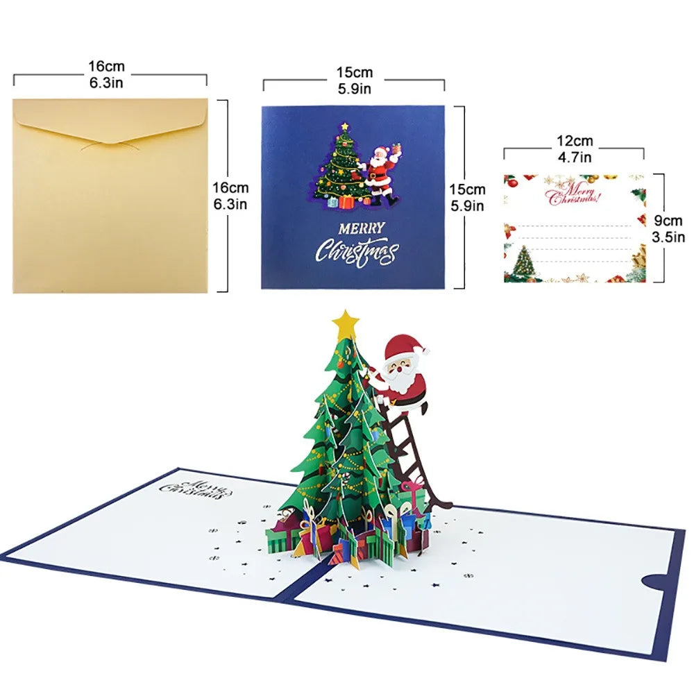 3D Pop-Up Christmas Cards with Envelope – Cartoon Santa