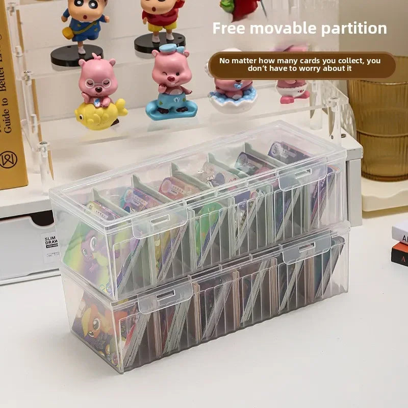 Clear Card Storage Box – Holds 550+ Cards, Adjustable Divider