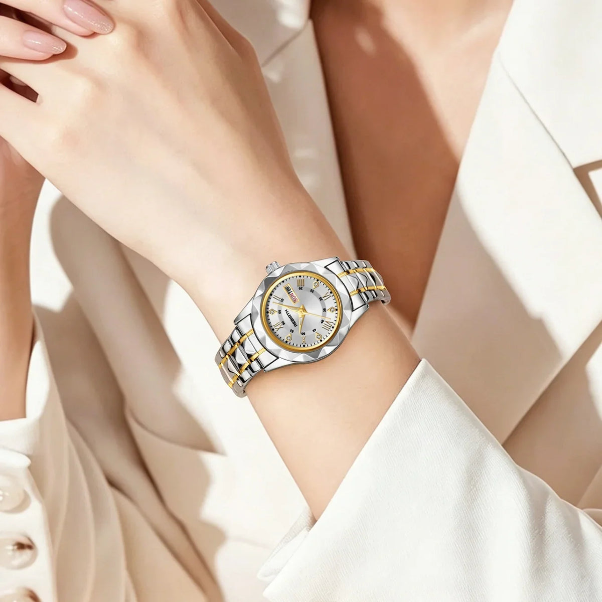 REBIRTH Women's Quartz Watch – Day & Date Display | Stylish