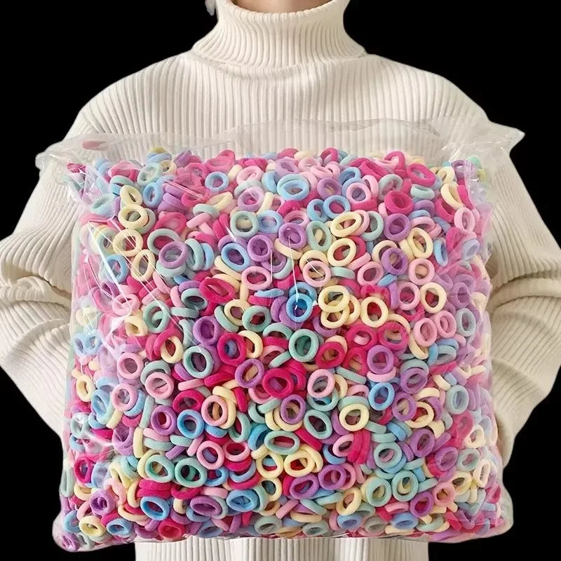 200–1000pcs Colorful Nylon Elastic Hair Bands for Women & Girls