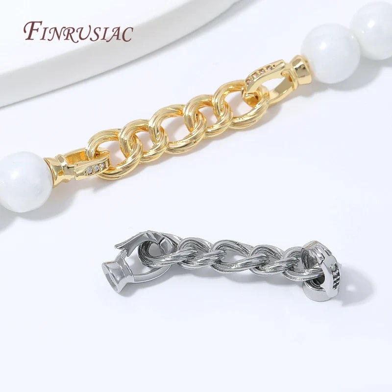 18K Gold Plated Twisted Rope Crystal Rhinestone Jewelry Clasp