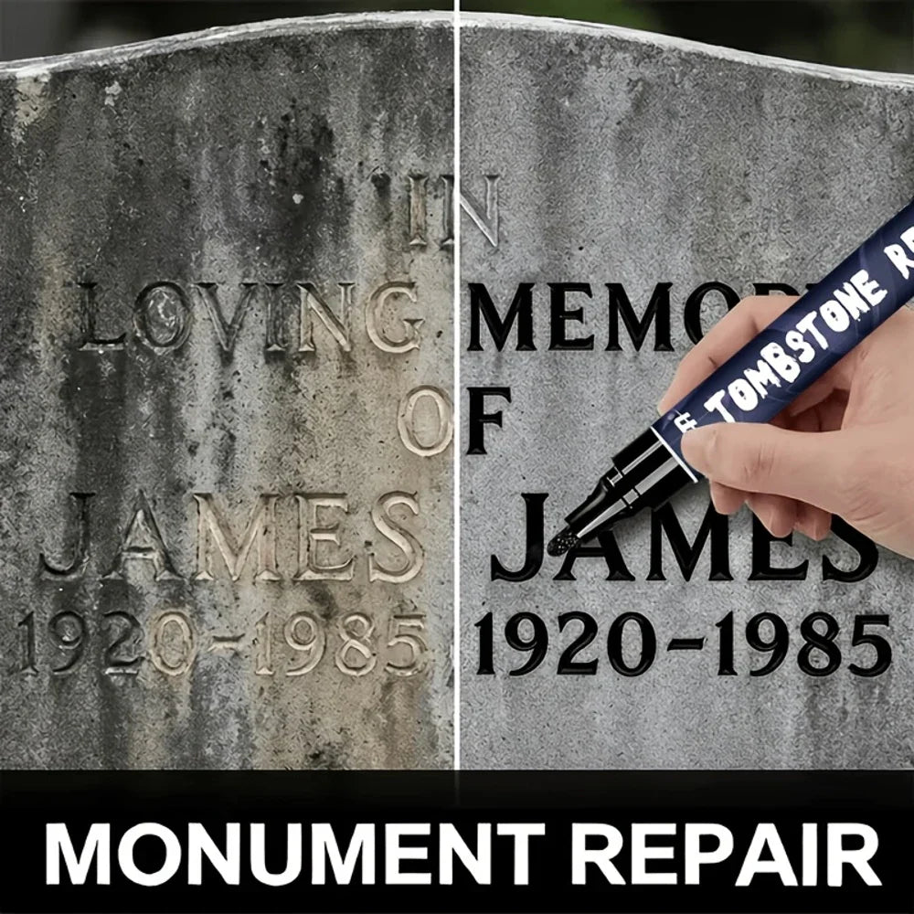 Black Tombstone Restoration Pen – Stone Inscription Marker