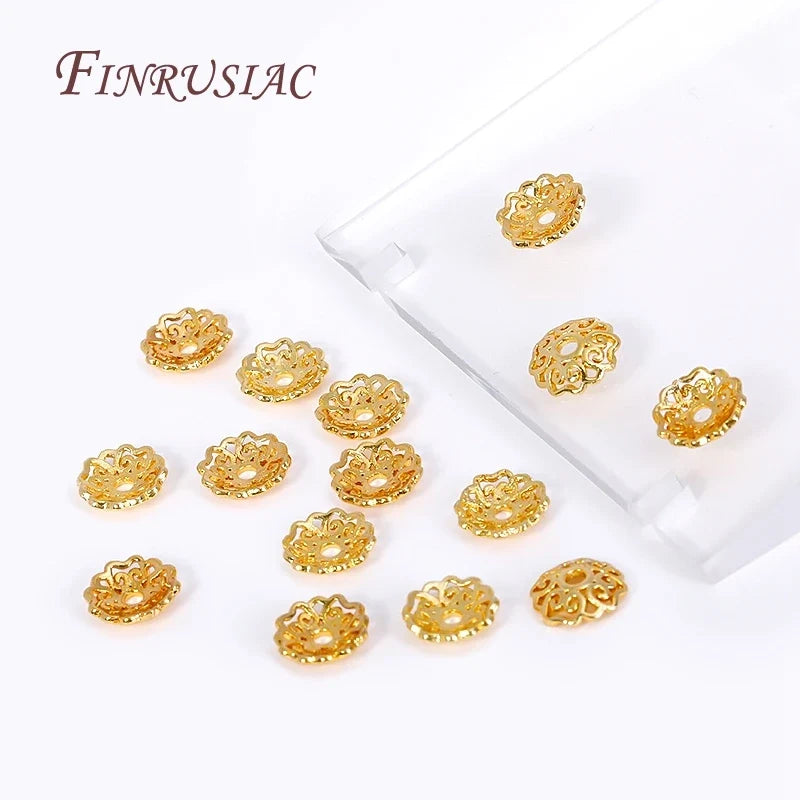 8mm 18K Gold Plated Filigree Flower Bead Caps | DIY Jewelry