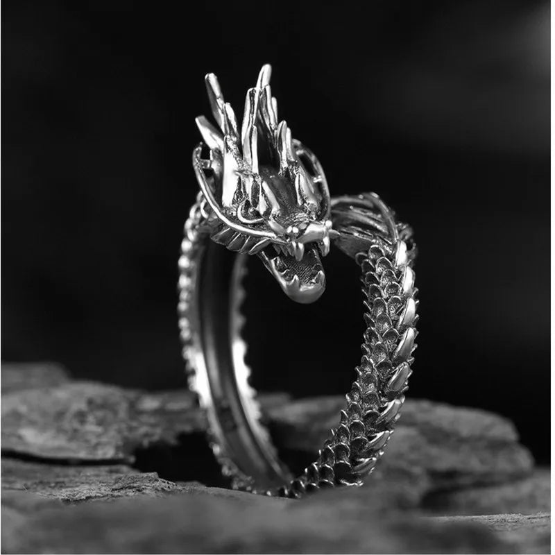 Vintage Punk Adjustable Ring – Eagle Tiger Snake Charm
