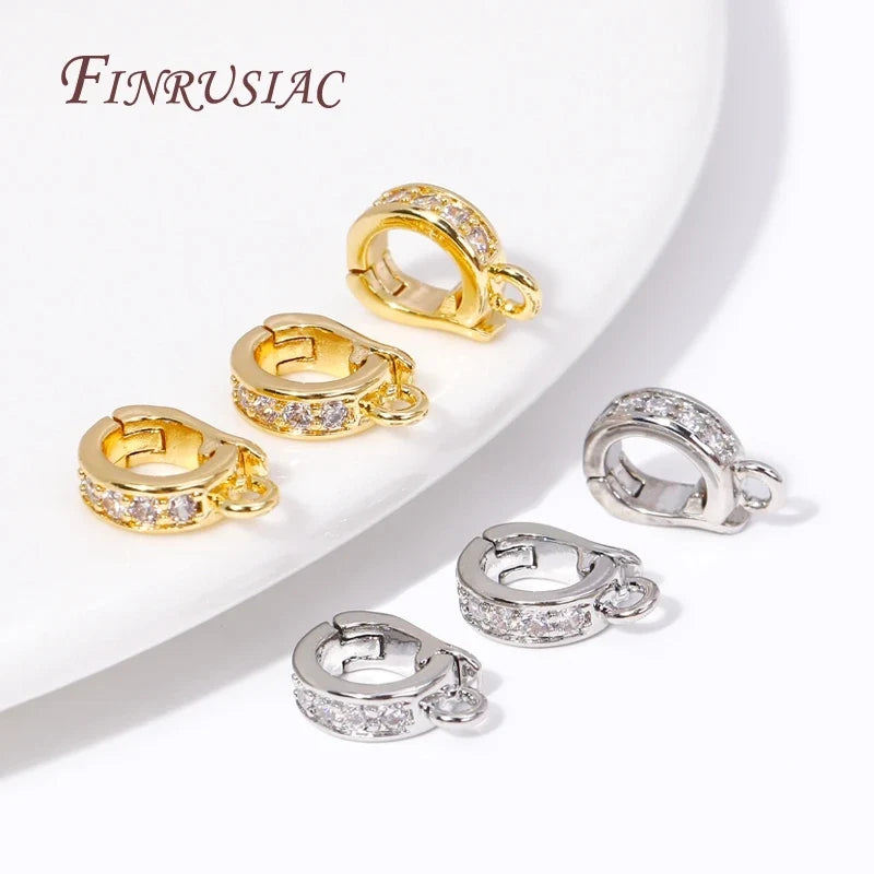 18K Gold Plated Zircon Hinged Pendant Bail Clasp | DIY Jewelry