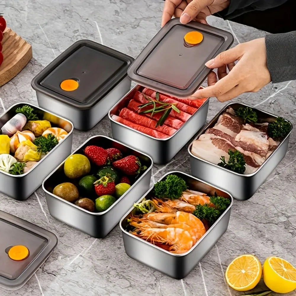 4-Piece Leakproof Stainless Steel Food Storage Container Set