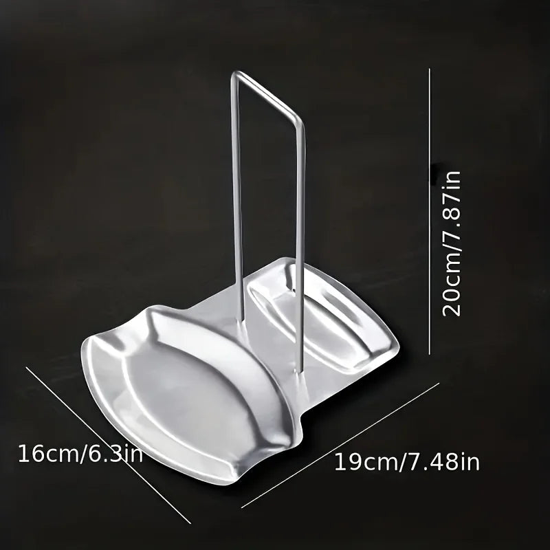 Stainless Steel Pot Lid Holder & Spoon Rest with Drip Tray